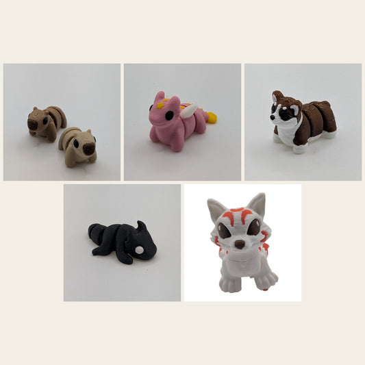 5 assorted Geeky Inc Mini Print figures