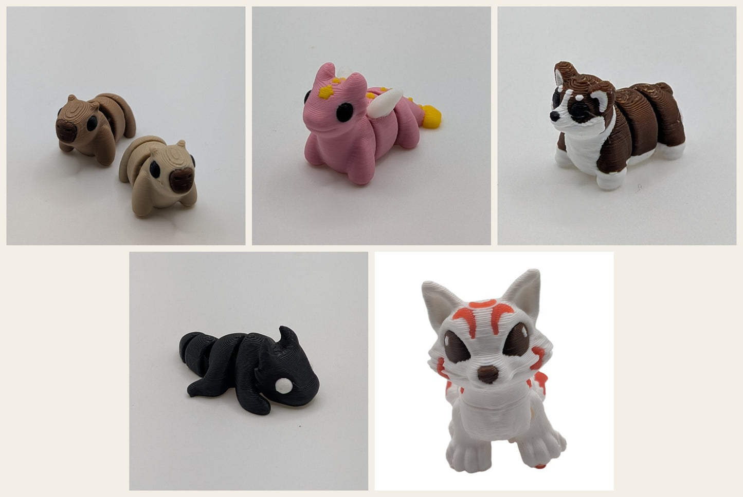 5 assorted Geeky Inc Mini Print figures